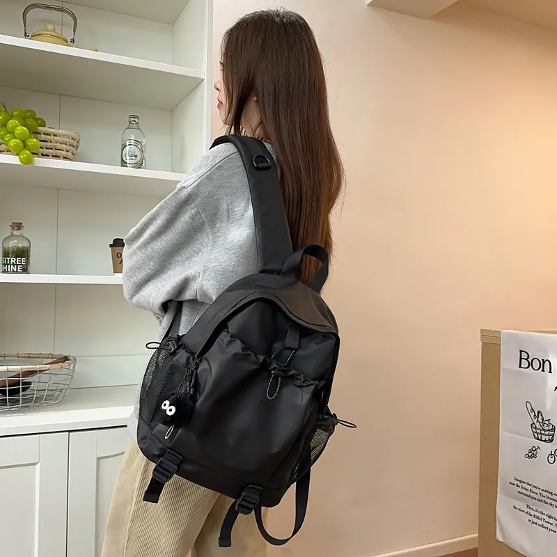 GOBLIN SHARKS 1759 Laminated Oxford Cloth Backpack Large Size Unisex Orange/Khaki/Black/Gray/Pea Green-44