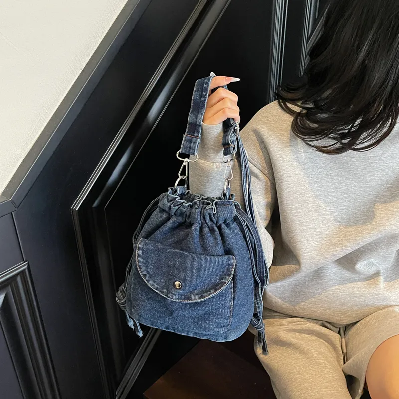 GOBLIN SHARKS 1759 Fabric Crossbody Bag, Shoulder Bag Regular Women's Dark Blue/Black/Light Blue-2