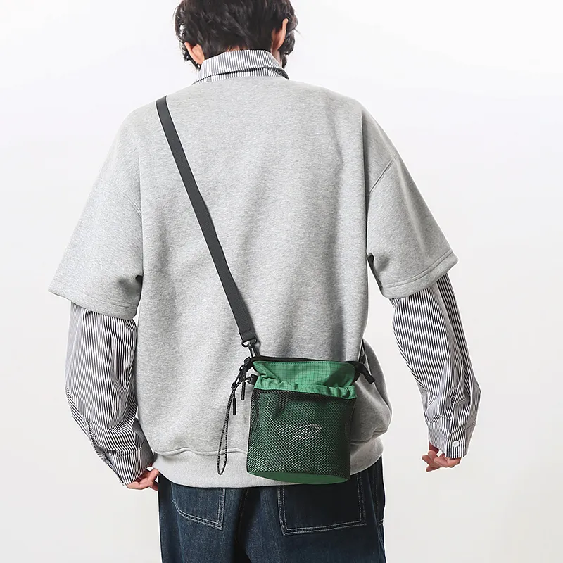 GOBLIN SHARKS 1759 Nylon Backpack, Crossbody Bag Regular Unisex Black/Khaki/Green/Red/Yellow-17