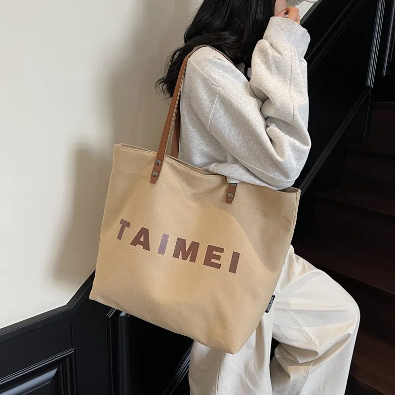 GOBLIN SHARKS 1759 Canvas Shoulder Bag Unisex White/Khaki/Black-7