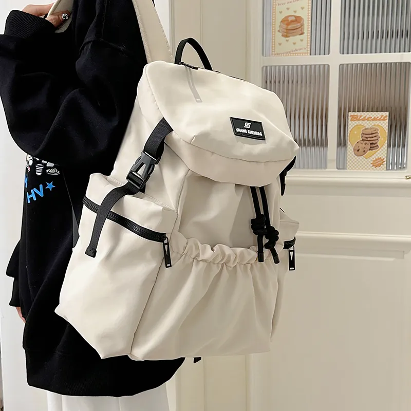 GOBLIN SHARKS 1759 Nylon Backpack Unisex White/Orange/Black/Khaki/Gray-4
