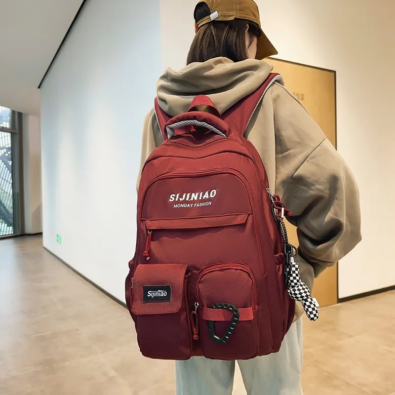 GOBLIN SHARKS 1759 Nylon Backpack Unisex Black/Khaki/Gray/Red/Brown-12