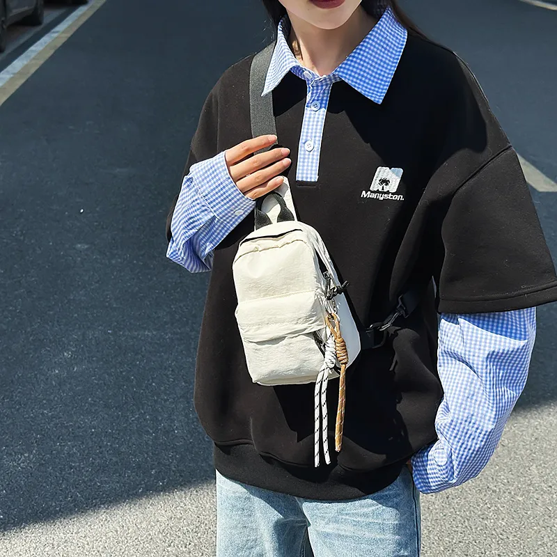 GOBLIN SHARKS 1759 Nylon Backpack, Sling Bag Regular Unisex White/Black/Blue/Green/Khaki-4