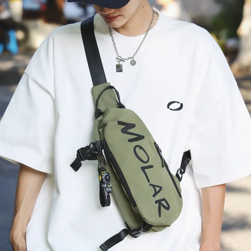 GOBLIN SHARKS 1759 Nylon Sling Bag Unisex White/Black/Gray/Green/Planet Black/Planet White-17