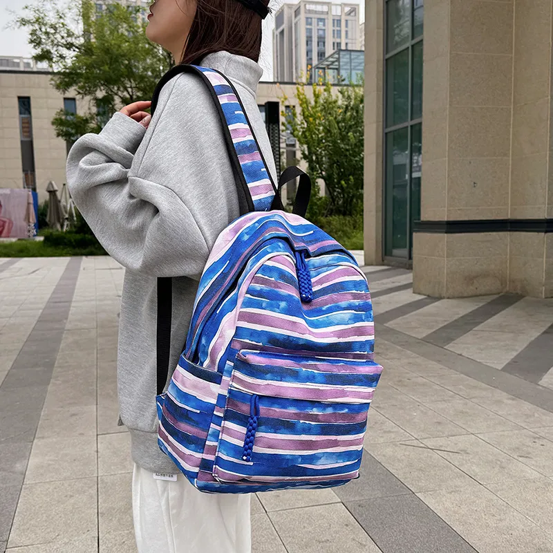 GOBLIN SHARKS 1759 Canvas Backpack Unisex Yellow/Green/Blue/Pink-17