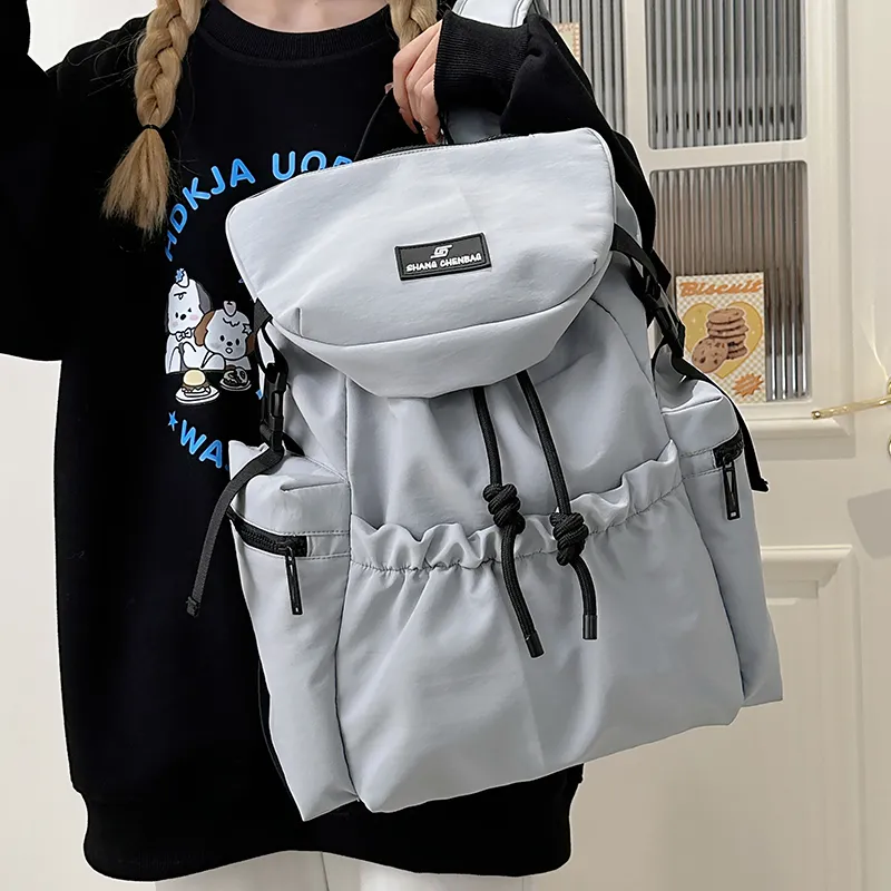 GOBLIN SHARKS 1759 Nylon Backpack Unisex White/Orange/Black/Khaki/Gray-25