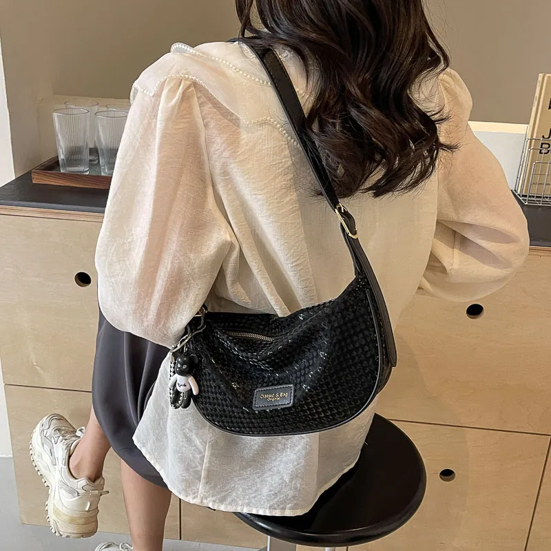 GOBLIN SHARKS 1759 PU Shoulder Bag Unisex Ecru/Black/Silver-11