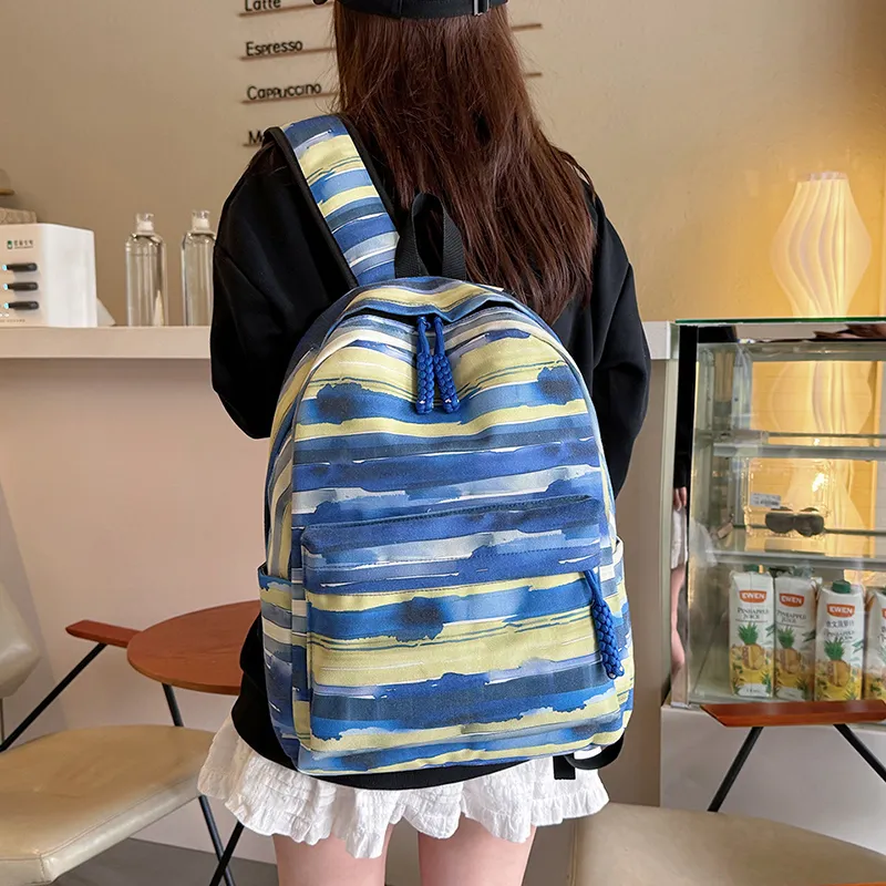 GOBLIN SHARKS 1759 Canvas Backpack Unisex Yellow/Green/Blue/Pink-1