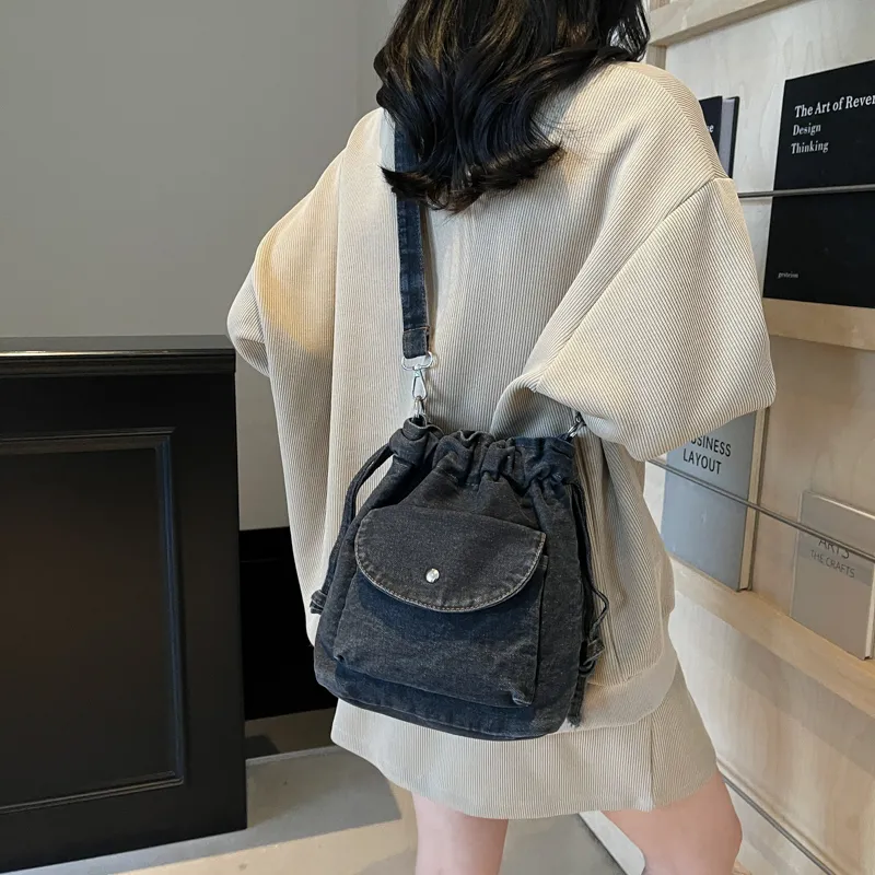 GOBLIN SHARKS 1759 Fabric Crossbody Bag, Shoulder Bag Regular Women's Dark Blue/Black/Light Blue-14
