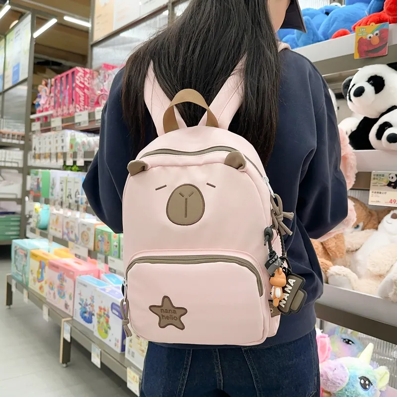 GOBLIN SHARKS 1759 Nylon Backpack Unisex Dark Khaki/Light Khaki/White Pink/Black-11