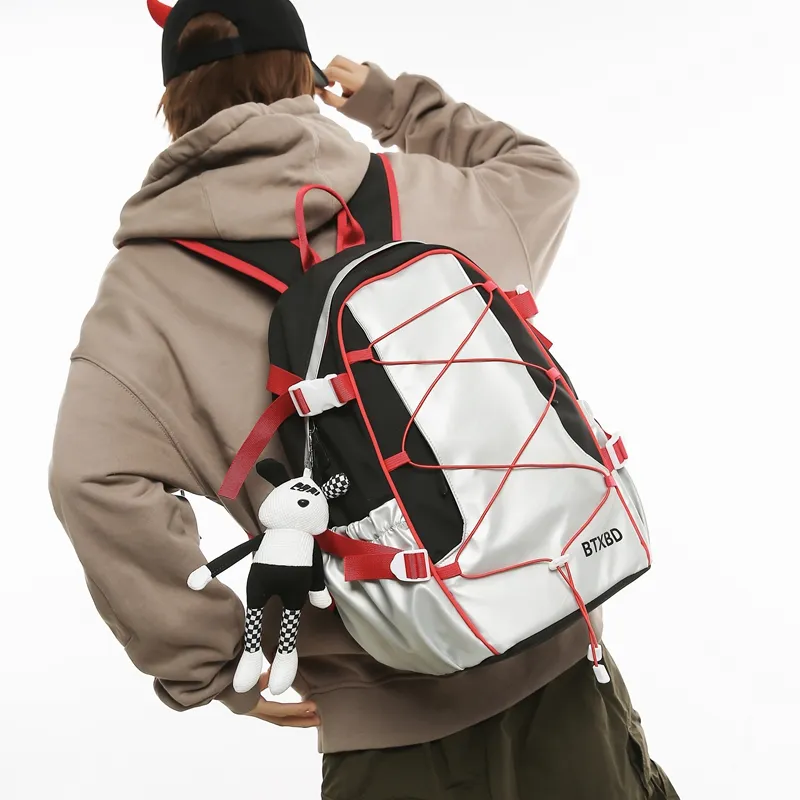 GOBLIN SHARKS 1759 Nylon Backpack Regular Unisex Black & Red/Black & Gray-2