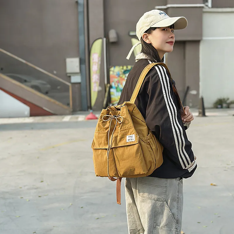 GOBLIN SHARKS 1759 Nylon Backpack Unisex White/Black/Green/Brown-20