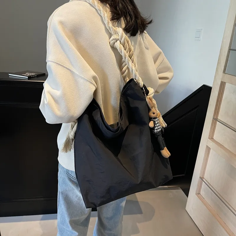 GOBLIN SHARKS 1759 Fabric Shoulder Bag Regular Women's Ecru/Khaki/Black-15