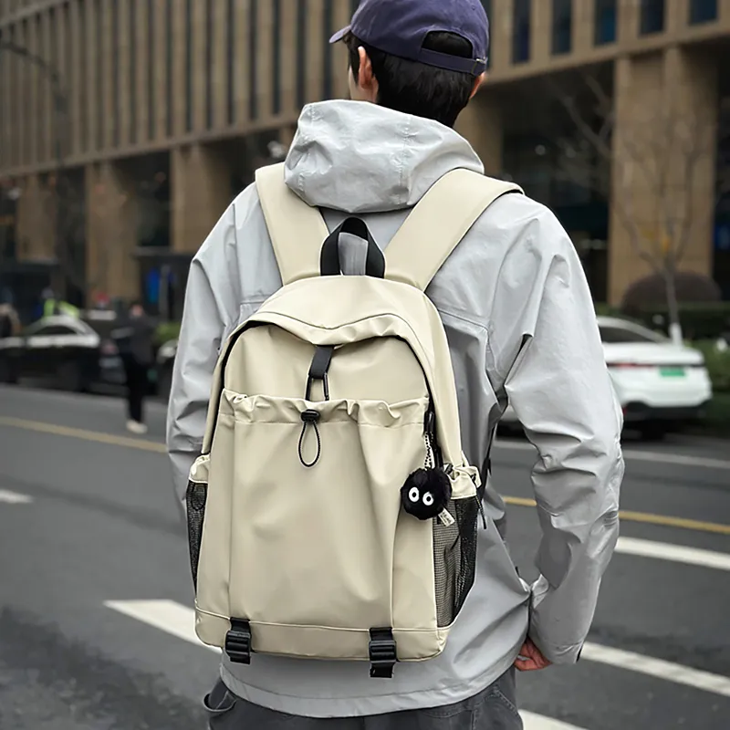 GOBLIN SHARKS 1759 Laminated Oxford Cloth Backpack Large Size Unisex Orange/Khaki/Black/Gray/Pea Green-11