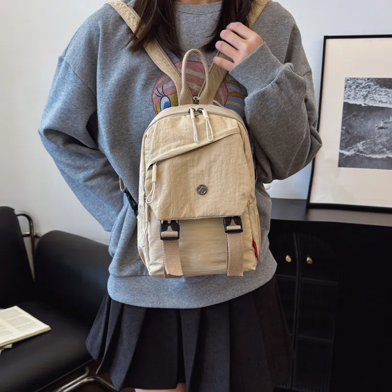 GOBLIN SHARKS 1759 Fabric Backpack Unisex Ecru/Black/Green-3