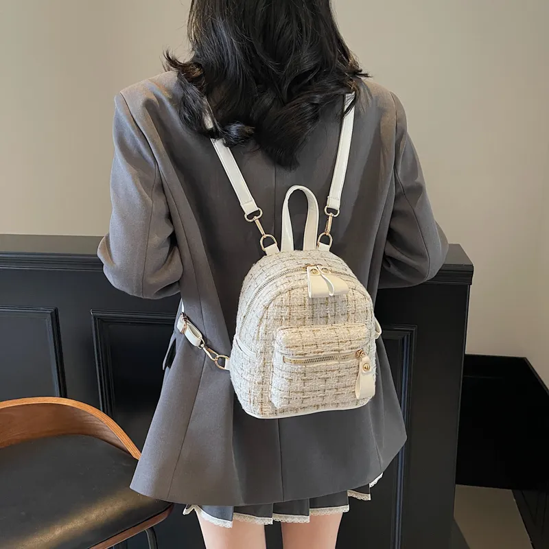 GOBLIN SHARKS 1759 Fabric Backpack Regular Women's Ecru/Black-5