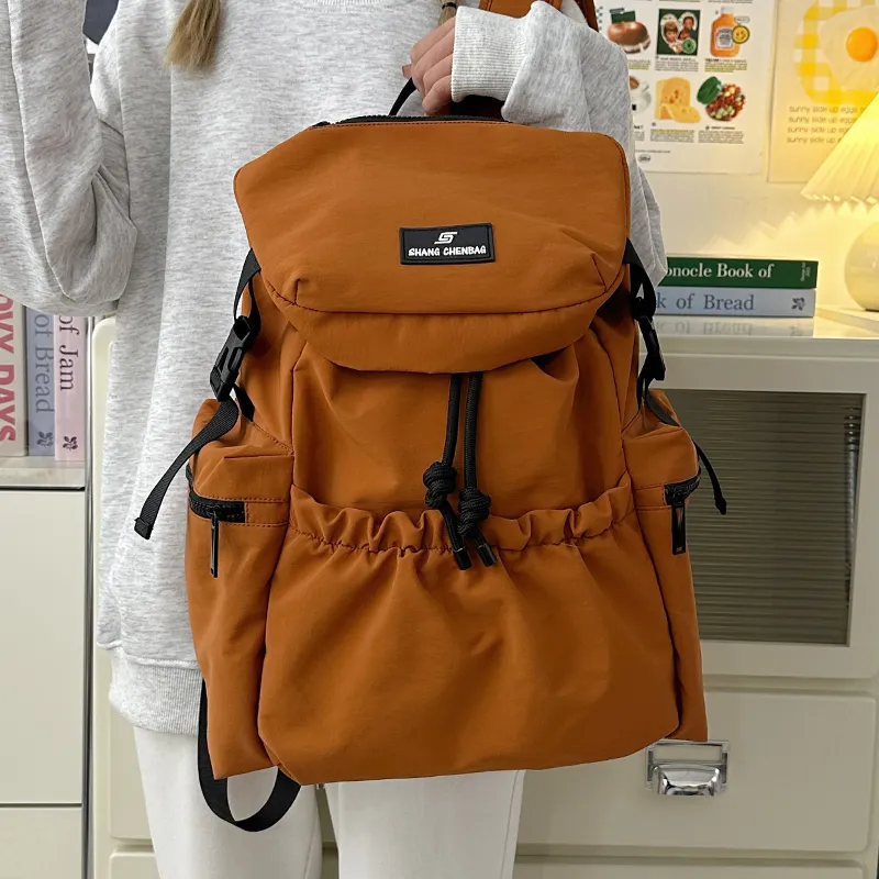 GOBLIN SHARKS 1759 Nylon Backpack Unisex White/Orange/Black/Khaki/Gray-11