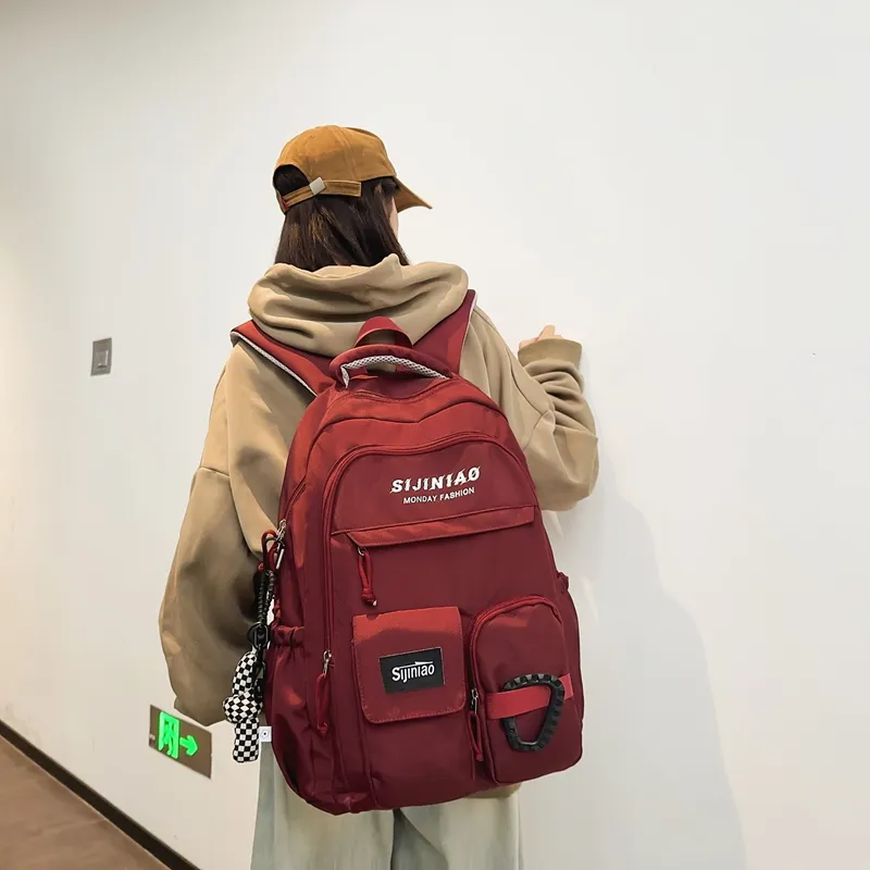 GOBLIN SHARKS 1759 Nylon Backpack Unisex Black/Khaki/Gray/Red/Brown-13