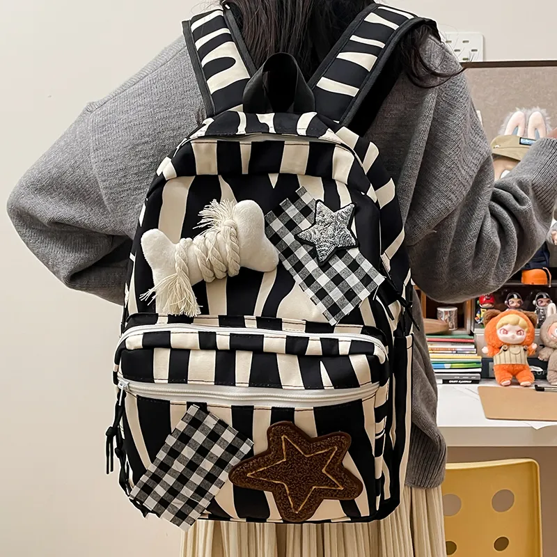 GOBLIN SHARKS 1759 Nylon Backpack Regular Women's Black/Brown-10
