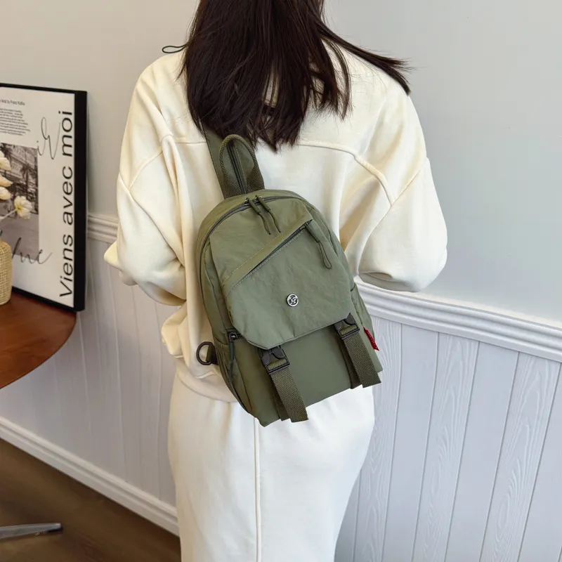 GOBLIN SHARKS 1759 Fabric Backpack Unisex Ecru/Black/Green-16