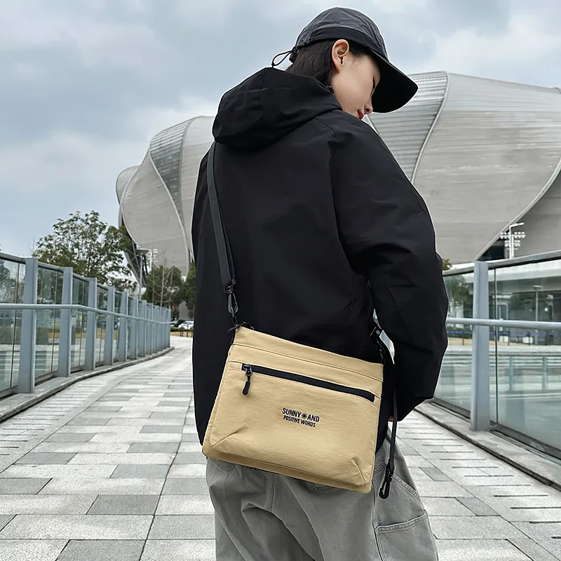 GOBLIN SHARKS 1759 Nylon Backpack Crossbody Bag Regular Unisex White/Black/Khaki/Orange-16