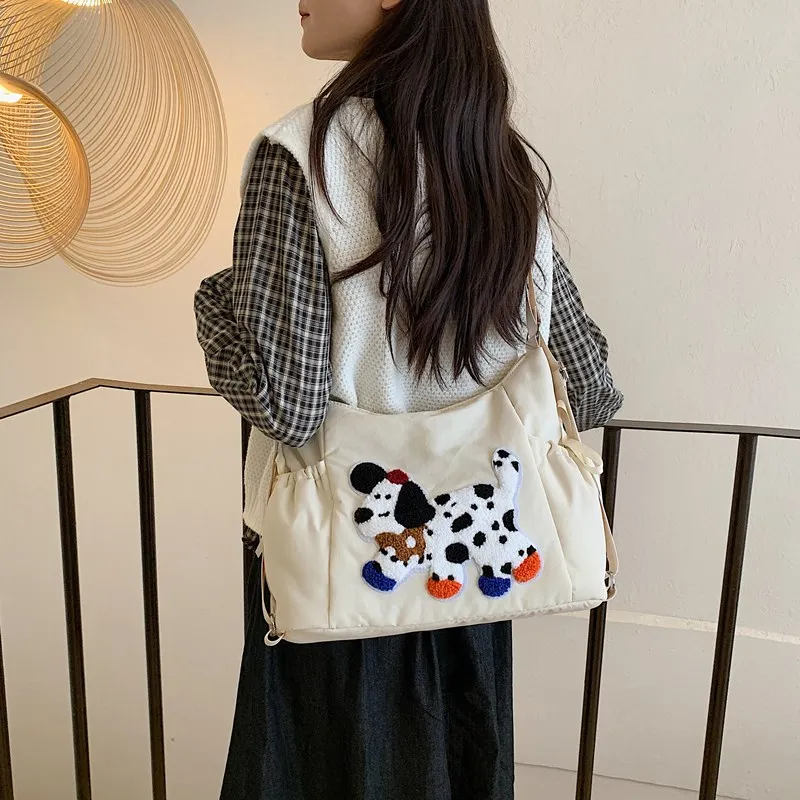 GOBLIN SHARKS 1759 Nylon Shoulder Bag Medium Size Unisex White/Pink/Red/Blue/Black-2