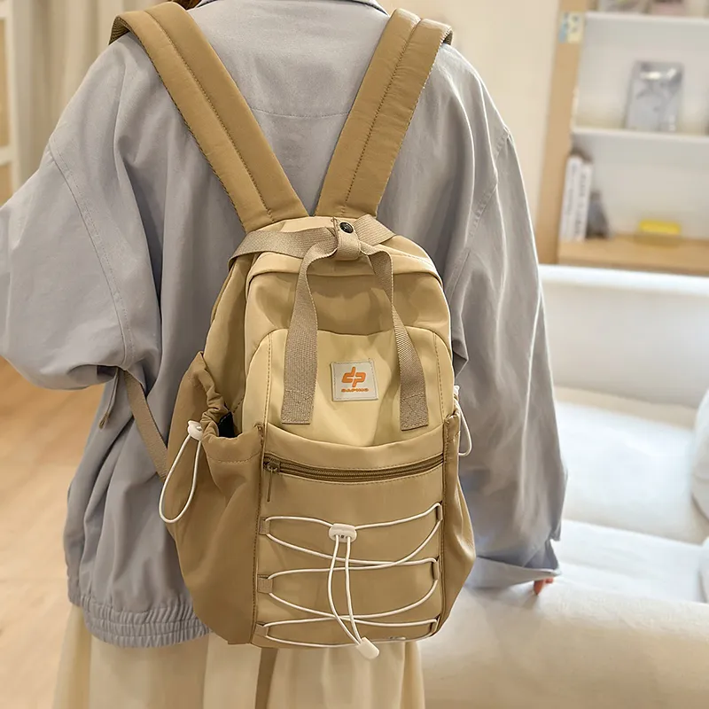 GOBLIN SHARKS 1759 Nylon Backpack Regular Unisex Khaki/White & Blue-2