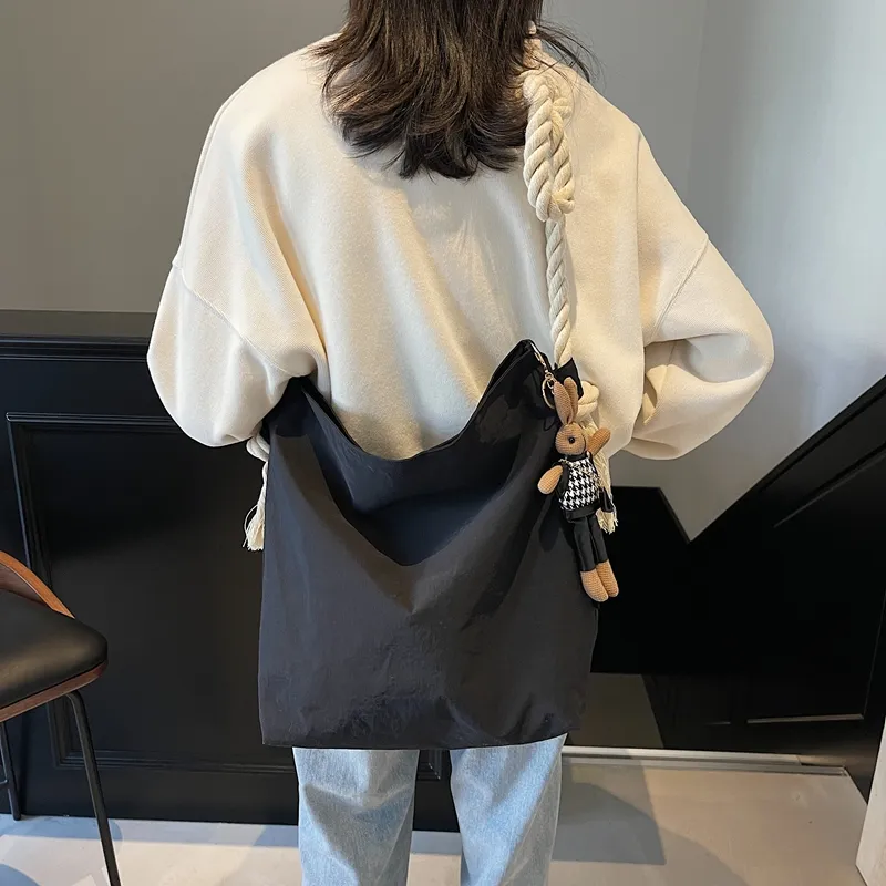 GOBLIN SHARKS 1759 Fabric Shoulder Bag Regular Women's Ecru/Khaki/Black-14