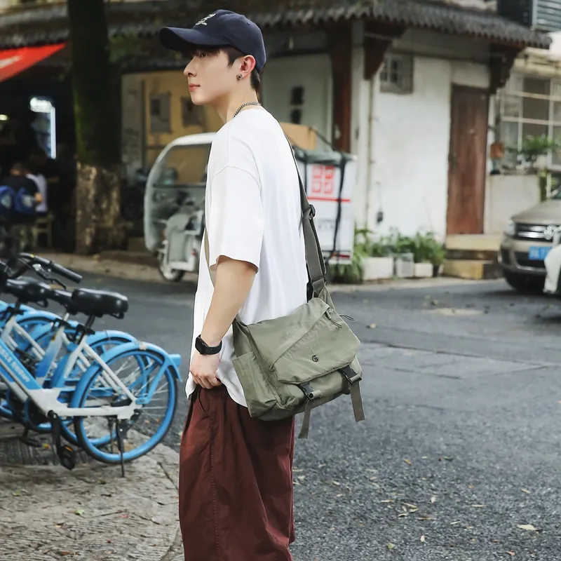 GOBLIN SHARKS 1759 Nylon Backpack Shoulder Bag Crossbody Bag Regular Unisex Gray/Black/Khaki/Green-26