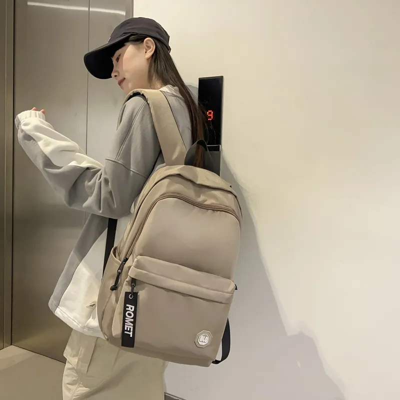 GOBLIN SHARKS 1759 Nylon Backpack Large Size Unisex White/Black/Khaki/Gray-19
