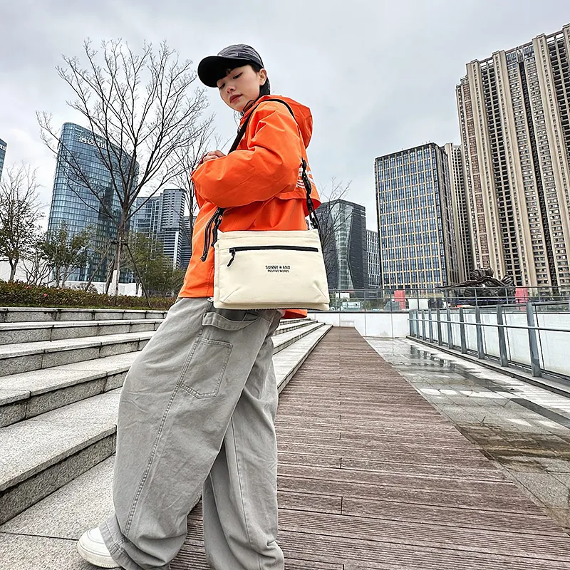 GOBLIN SHARKS 1759 Nylon Backpack Crossbody Bag Regular Unisex White/Black/Khaki/Orange-1