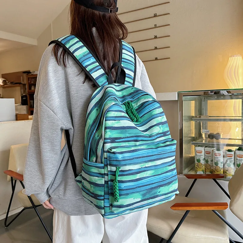 GOBLIN SHARKS 1759 Canvas Backpack Unisex Yellow/Green/Blue/Pink-12