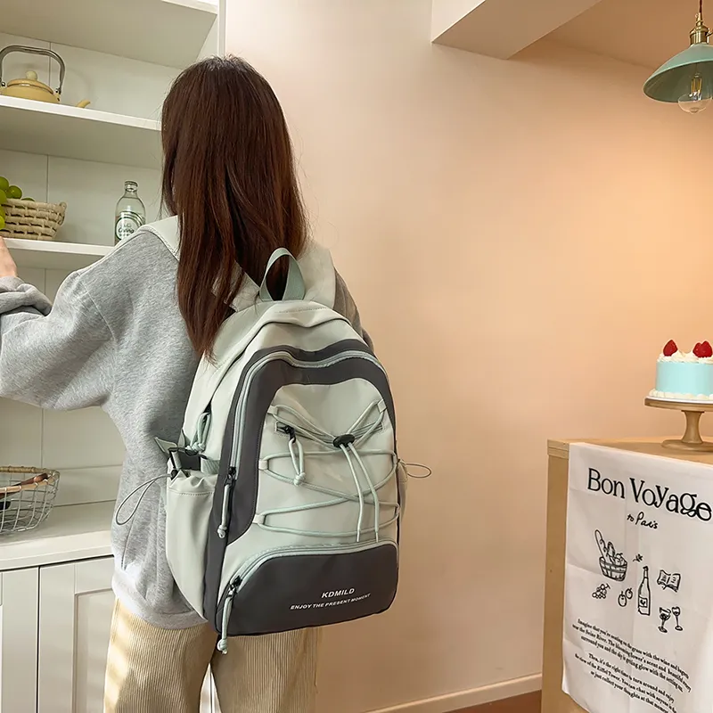 GOBLIN SHARKS 1759 Nylon Backpack Regular Unisex Pink/Black/Light Green/Light Yellow/Dark Gray-14