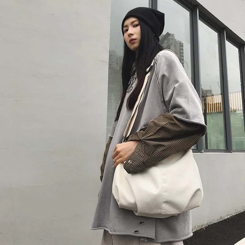 GOBLIN SHARKS 1759 Nylon Backpack Shoulder Bag Medium Size Unisex White/Black/Beige-1