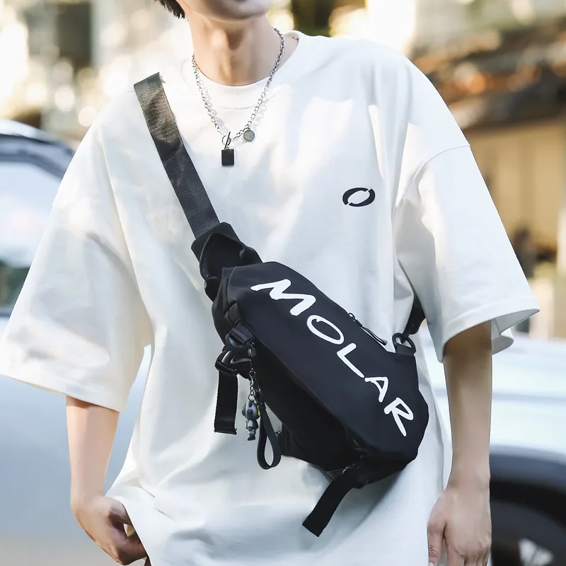 GOBLIN SHARKS 1759 Nylon Sling Bag Unisex White/Black/Gray/Green/Planet Black/Planet White-10