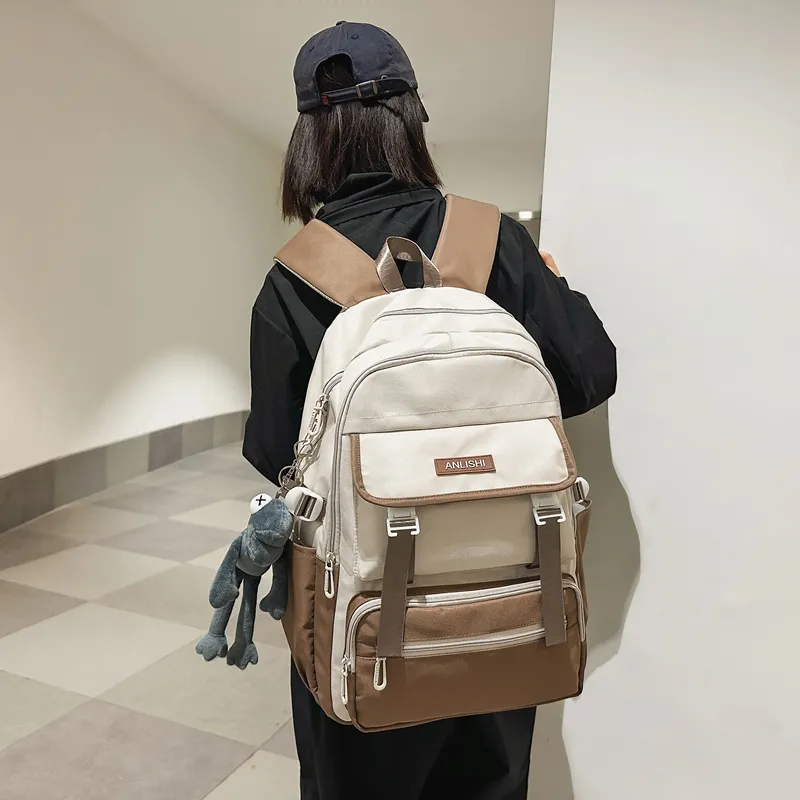 GOBLIN SHARKS 1759 Nylon Backpack Regular Unisex White & Black/Pure Black/White With Gray/White With Brown-20