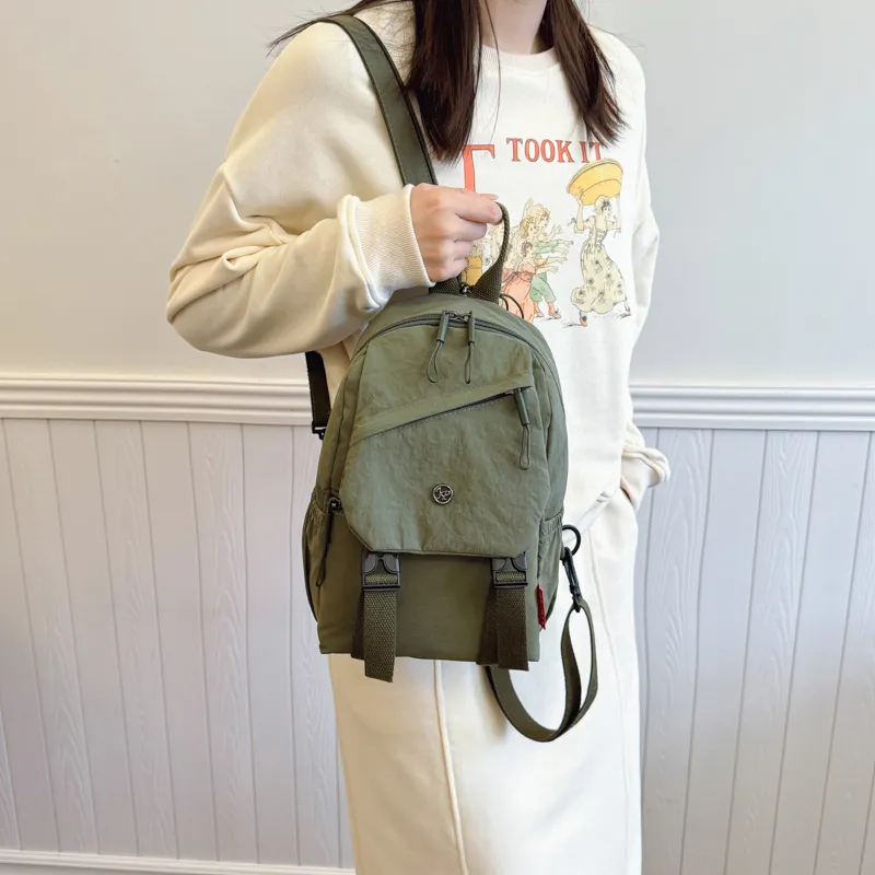 GOBLIN SHARKS 1759 Fabric Backpack Unisex Ecru/Black/Green-19