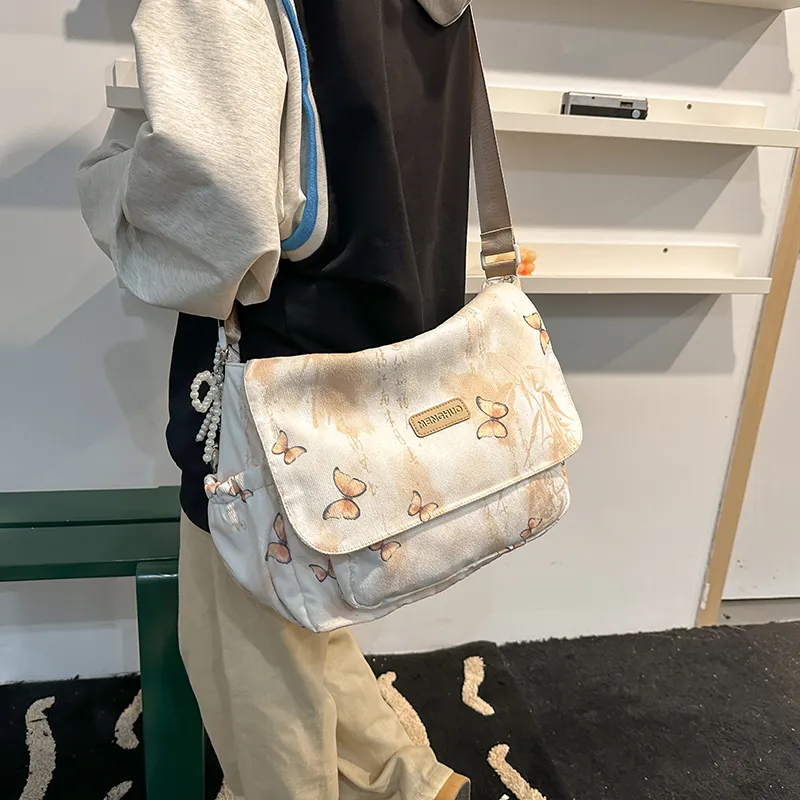 GOBLIN SHARKS 1759 Corduroy Messenger Bag Shoulder Bag Women's Gray Pink/Yellow Blue/Khaki/Green-21