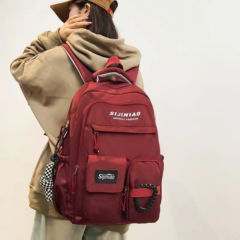 GOBLIN SHARKS 1759 Nylon Backpack Unisex Black/Khaki/Gray/Red/Brown-16