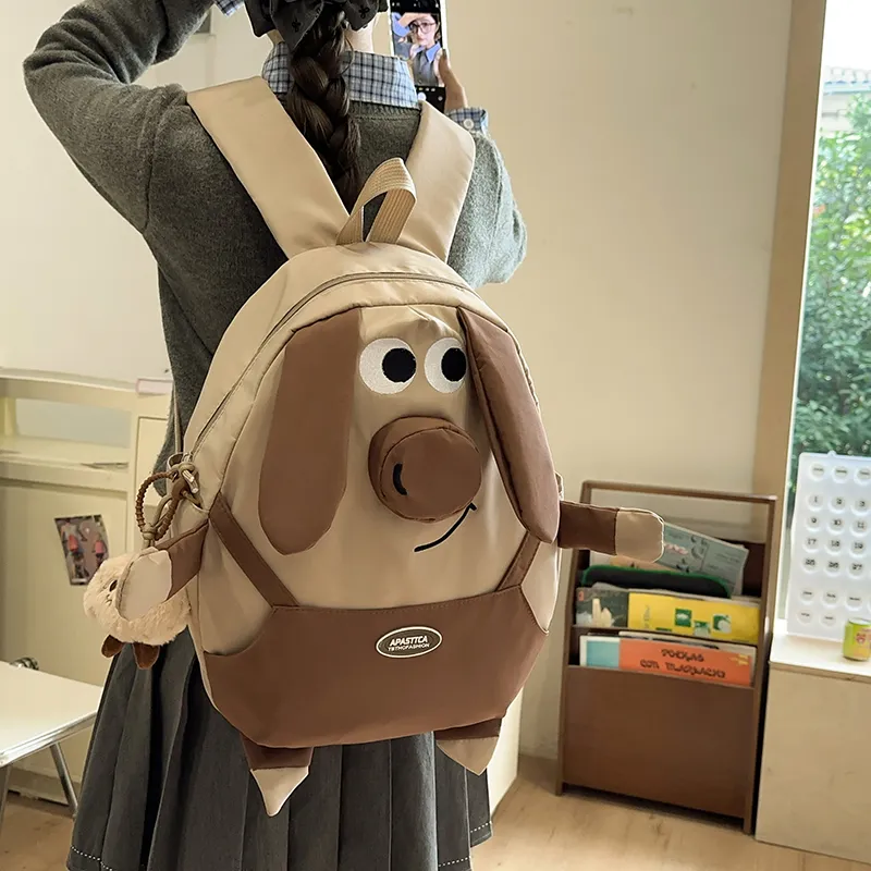 GOBLIN SHARKS 1759 Nylon Backpack Large Size Unisex Khaki/Black/White-2
