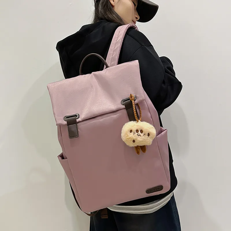 GOBLIN SHARKS 1759 Nylon Backpack Large Size Unisex Khaki/Black/Pink-15