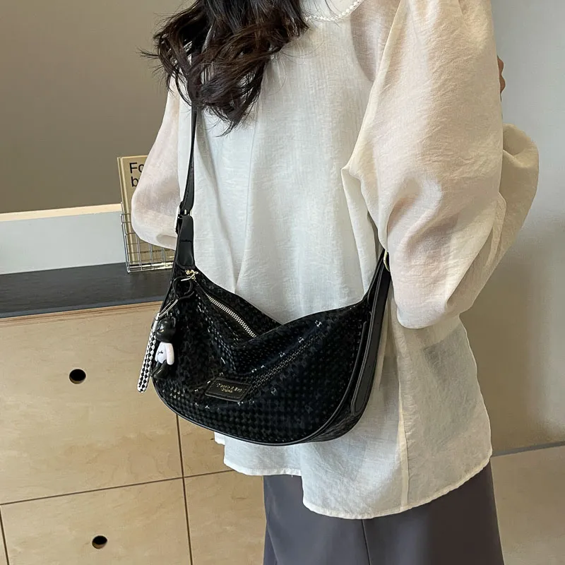 GOBLIN SHARKS 1759 PU Shoulder Bag Unisex Ecru/Black/Silver-8