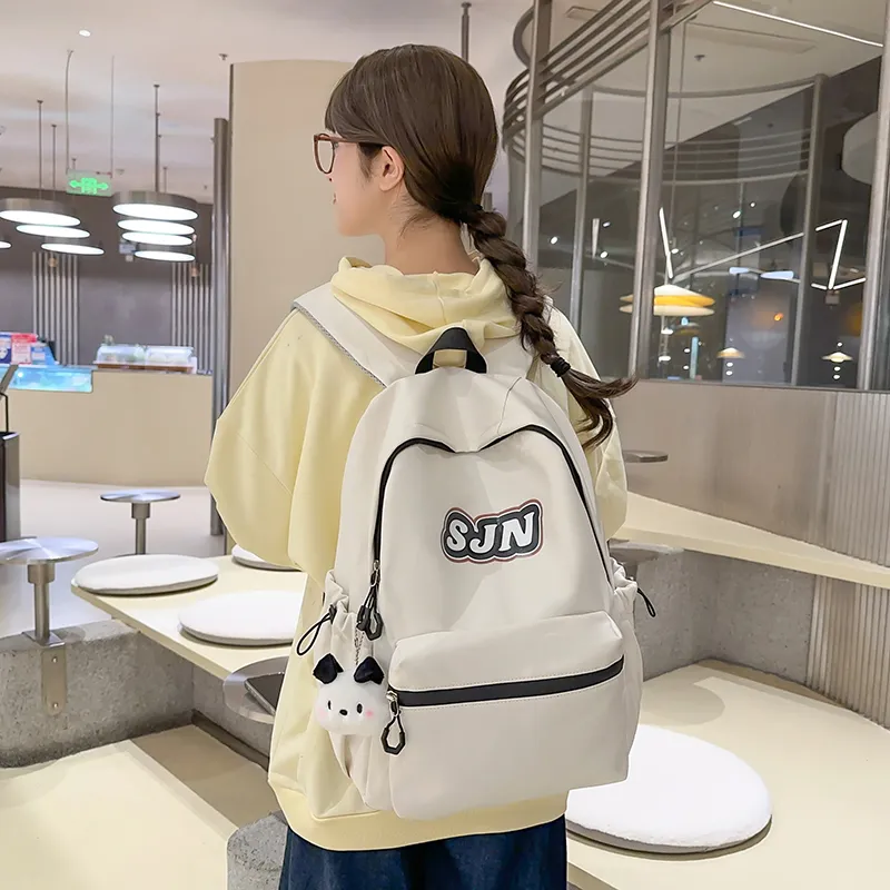 GOBLIN SHARKS 1759 Nylon Backpack Large Size Unisex White/Black/Khaki/Blue/Pink-5