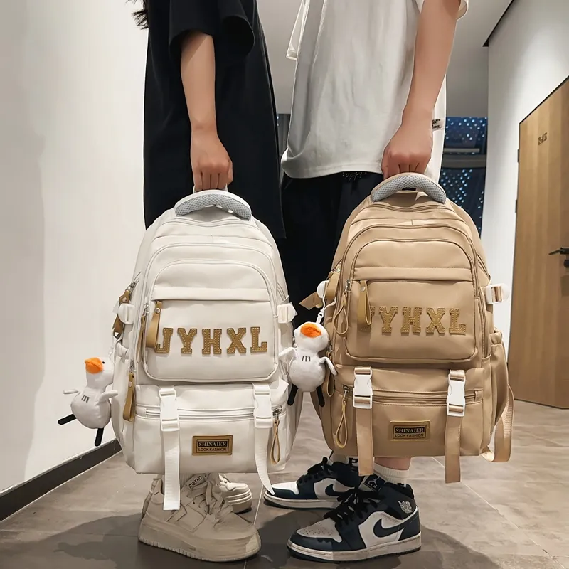 GOBLIN SHARKS 1759 Nylon Backpack Large Size Unisex Black/White/Red/Green/Khaki-11