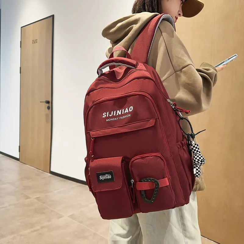 GOBLIN SHARKS 1759 Nylon Backpack Unisex Black/Khaki/Gray/Red/Brown-14