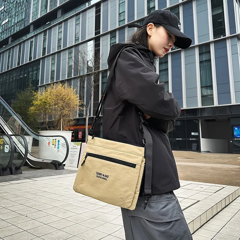 GOBLIN SHARKS 1759 Nylon Backpack Crossbody Bag Regular Unisex White/Black/Khaki/Orange-18