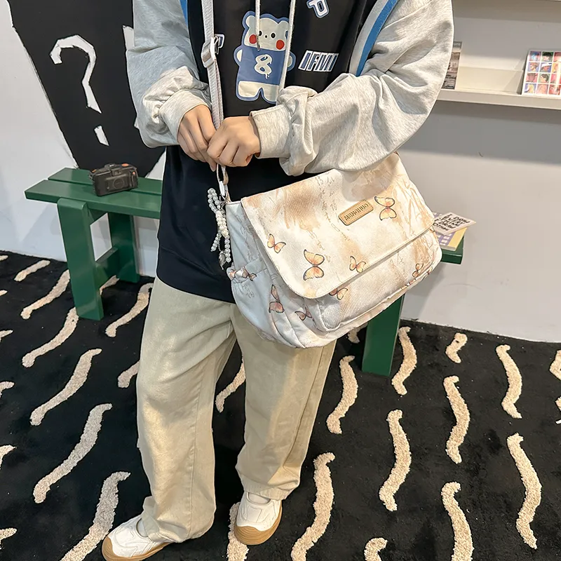 GOBLIN SHARKS 1759 Corduroy Messenger Bag Shoulder Bag Women's Gray Pink/Yellow Blue/Khaki/Green-23