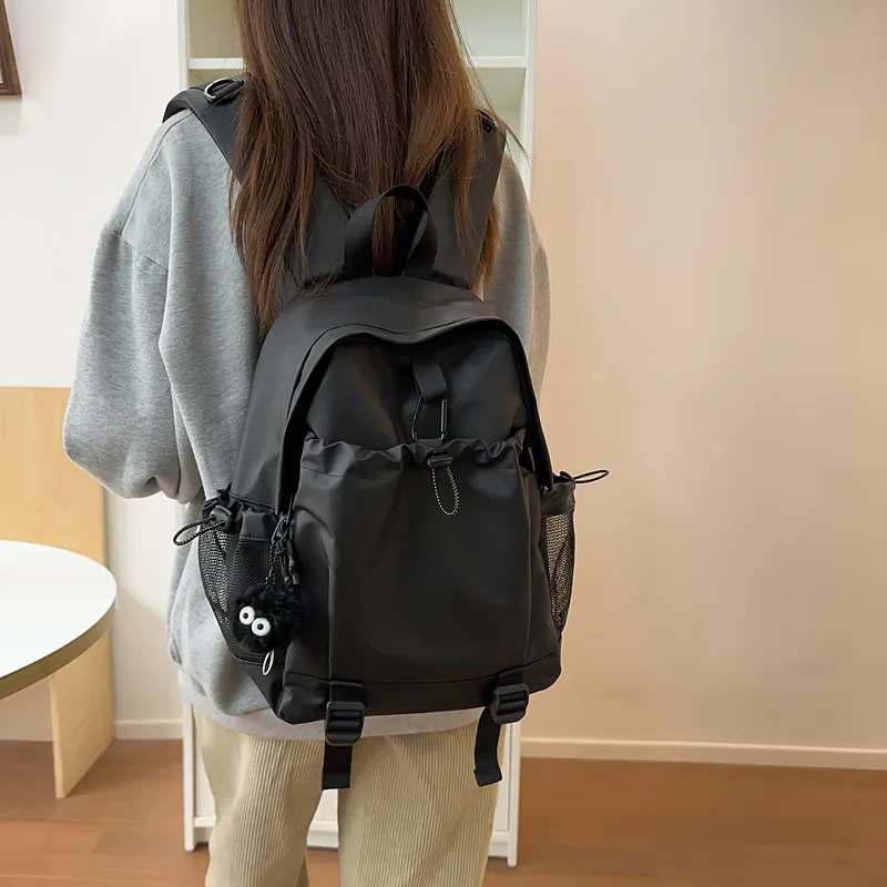 GOBLIN SHARKS 1759 Laminated Oxford Cloth Backpack Large Size Unisex Orange/Khaki/Black/Gray/Pea Green-43