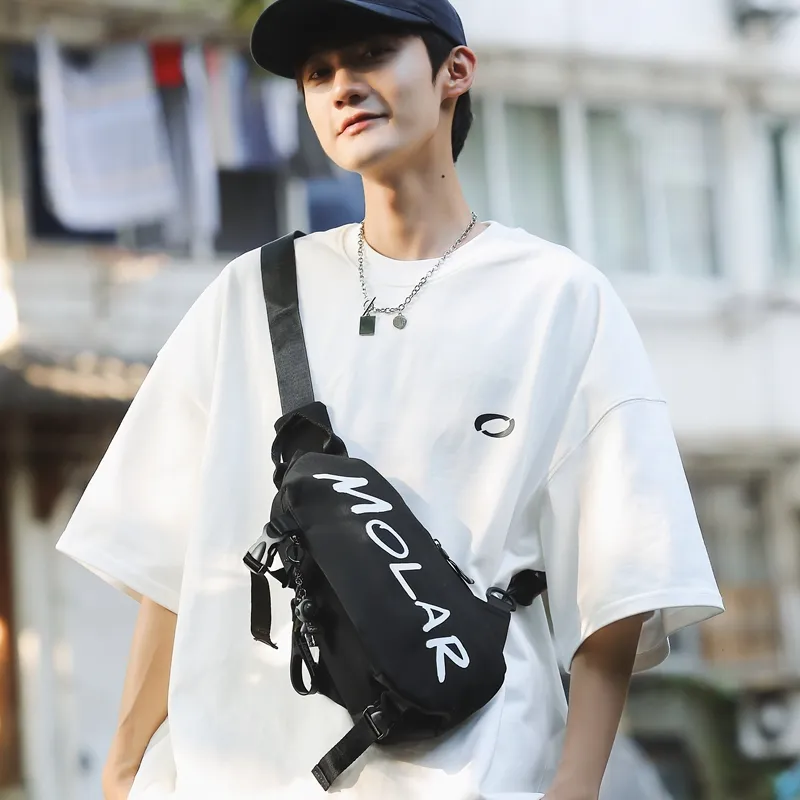 GOBLIN SHARKS 1759 Nylon Sling Bag Unisex White/Black/Gray/Green/Planet Black/Planet White-9