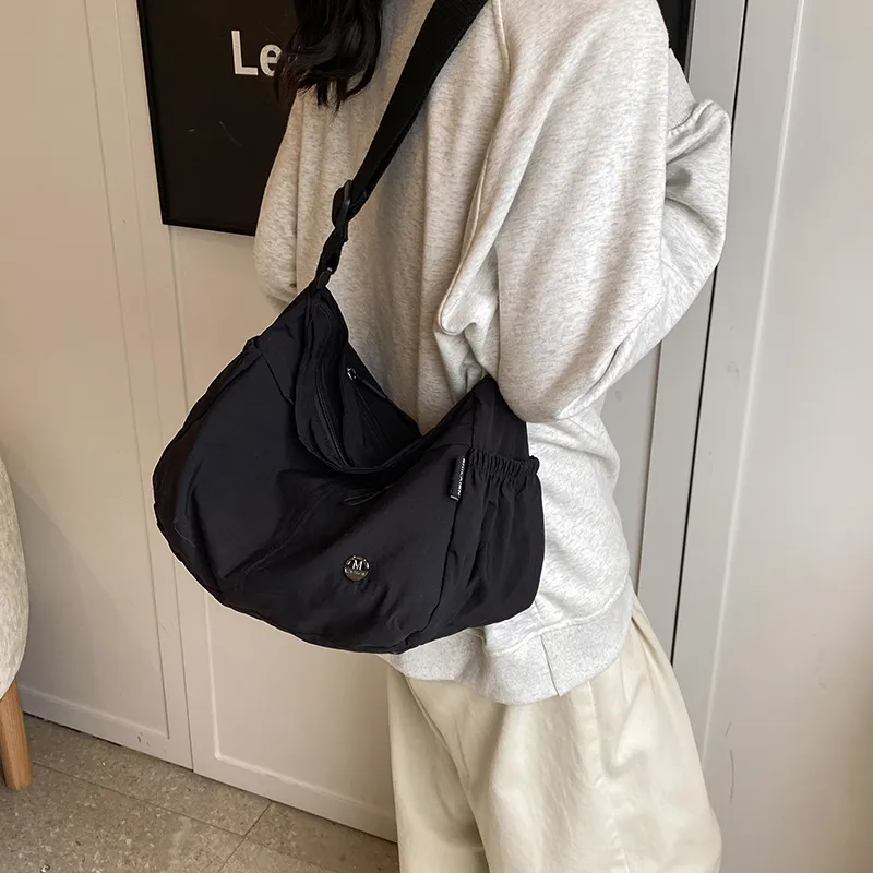 GOBLIN SHARKS 1759 Nylon Shoulder Bag Crossbody Bag Medium Size Unisex Khaki/Green/Purple Black-17
